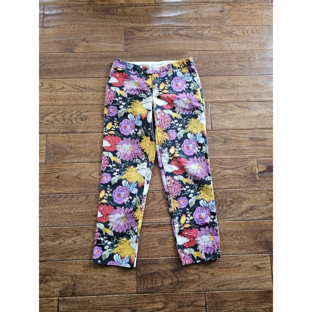 Anthropologie Elevenses Bold Floral Trousers Pants Size 0 Bohemian Boho Chic